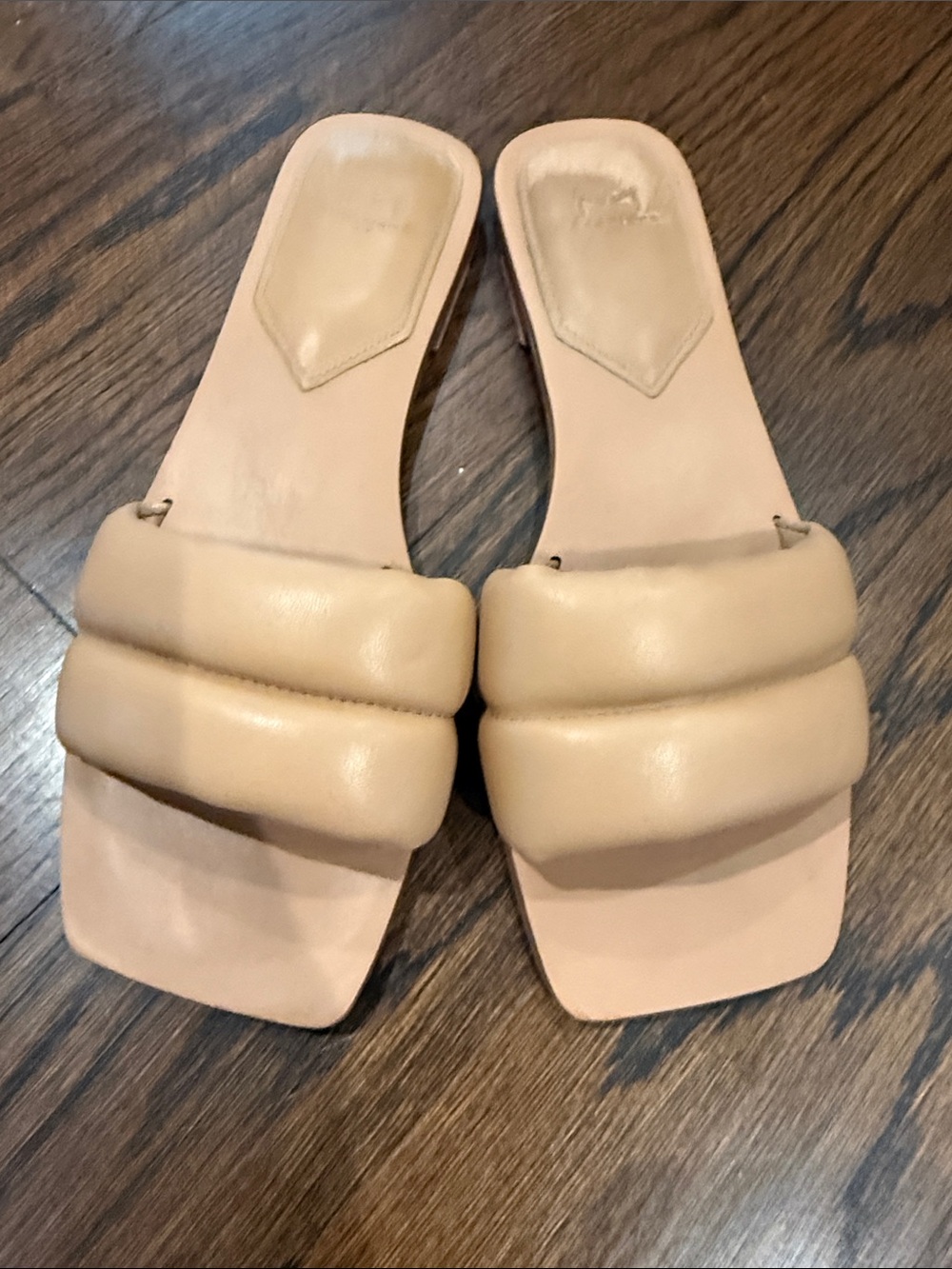 Marc Fisher Padded Slide Mules in Beige Neutral